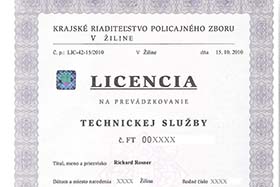 Licentia Technickej služby KR PZ Žilina